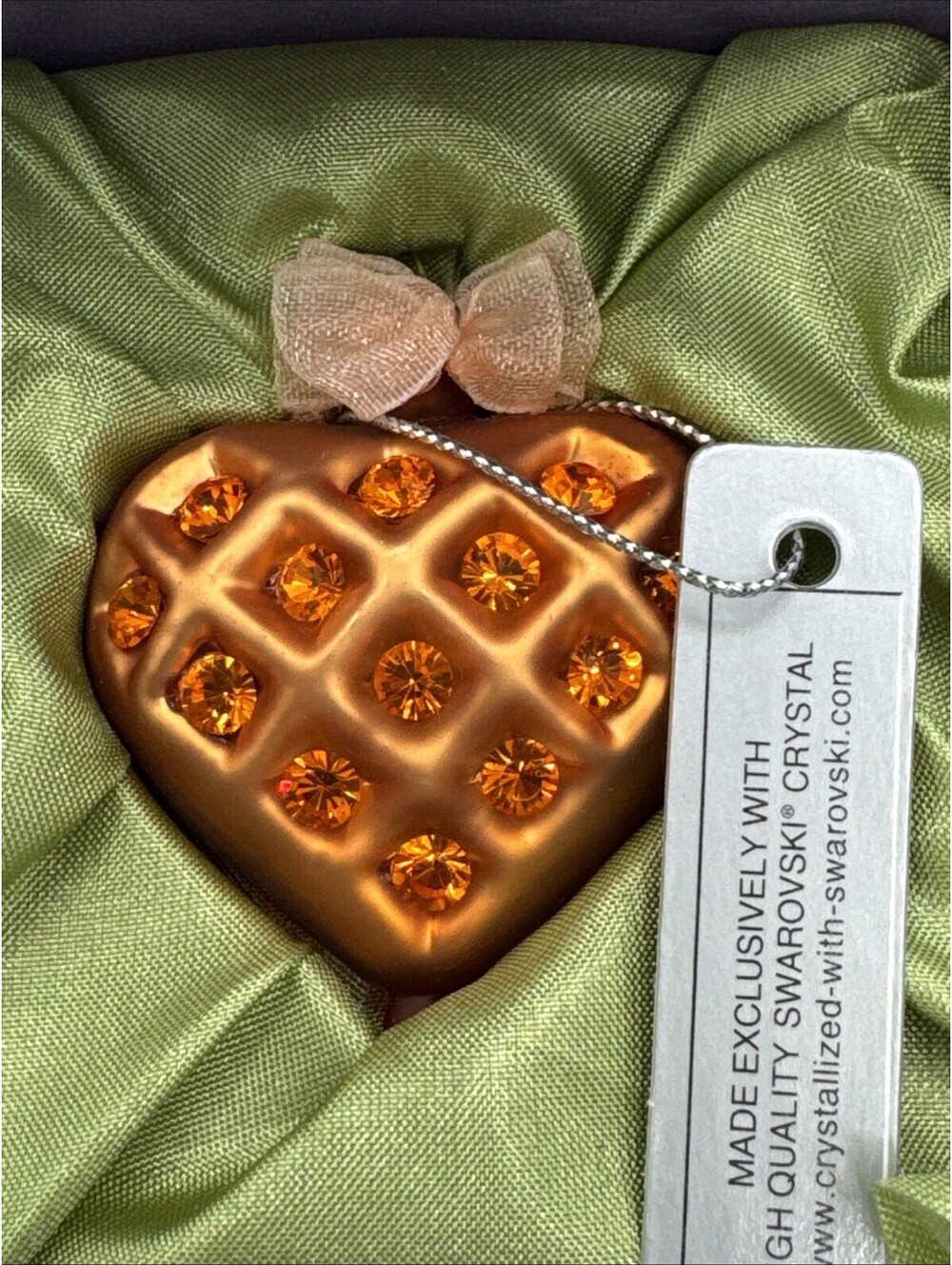 Swarovski Crystals Expressions From The Heart 1.5” Small Ornament Orange In Case